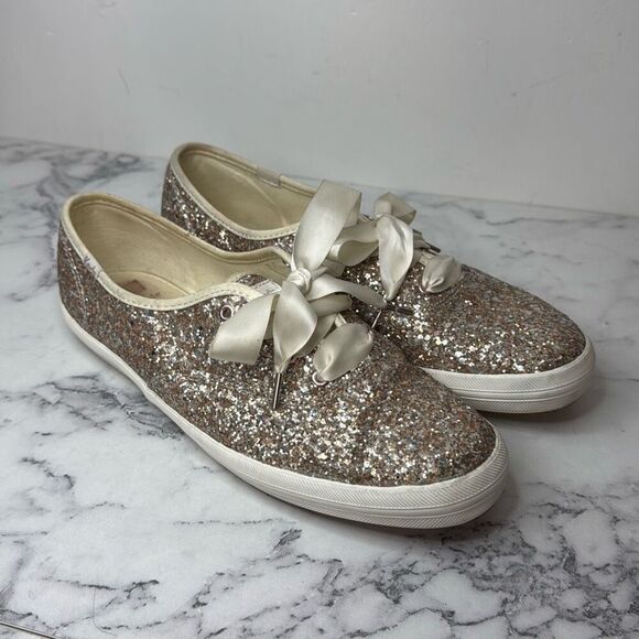Keds x Kate Spade Rose Gold Glitter Sneakers 9 - Picture 1 of 6